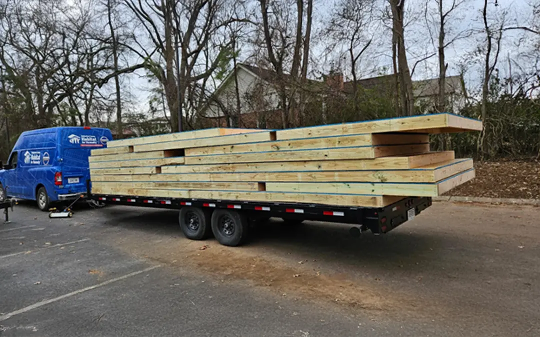 A trailer of lumber